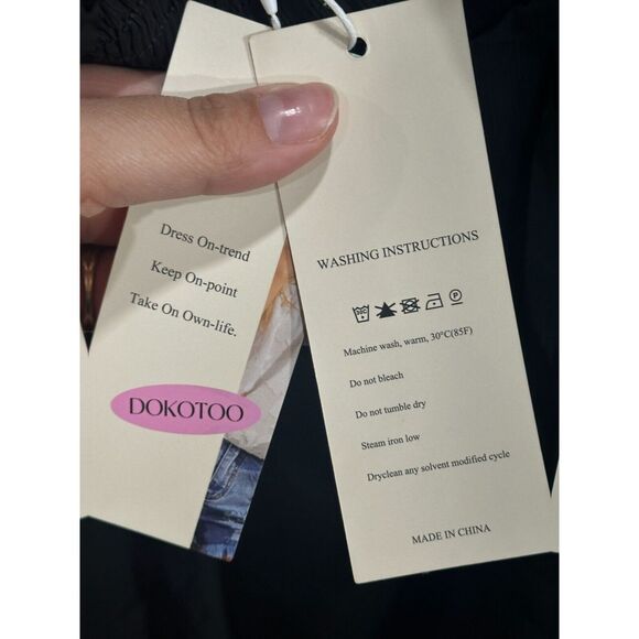 Dokotoo Womens Black Solid A-Line Dress Size 2XL Square Neck Tie Back Ruffle - Picture 8 of 11